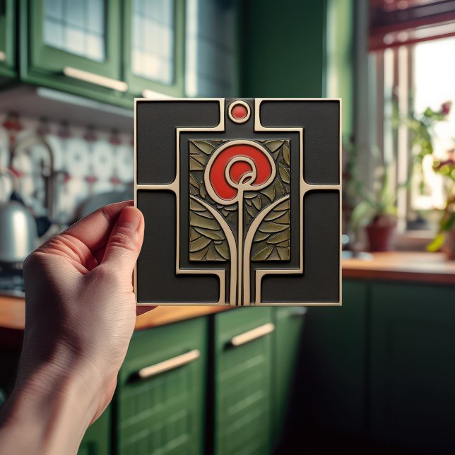 Macintosh Earth-Blume im Dekor des Mitteljahrhunde Fliese (Von Creator hochgeladen)