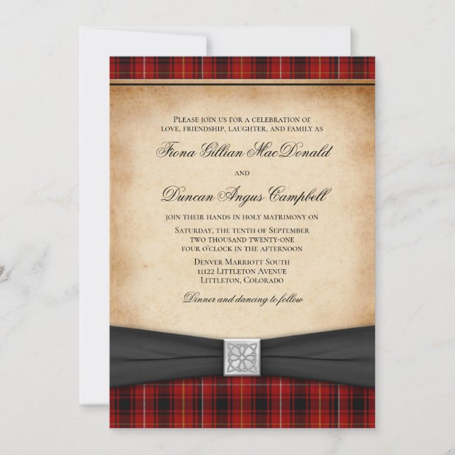 MacIver Tartan Celtic Scottish Wedding Einladung (Vorderseite)