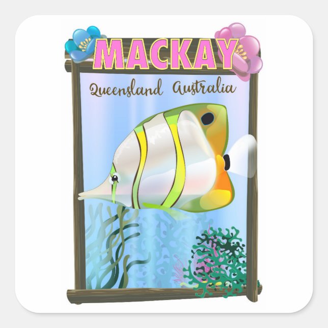 Mackay Australia Tropenposter Quadratischer Aufkleber (Vorderseite)