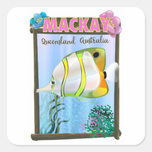 Mackay Australien Tropisches Reiseplakat Quadratischer Aufkleber