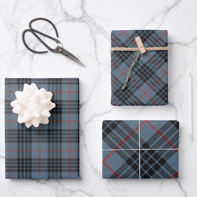 MacKay Blue Tartan Kariertes Muster Geschenkpapier Set (Vorderseite)