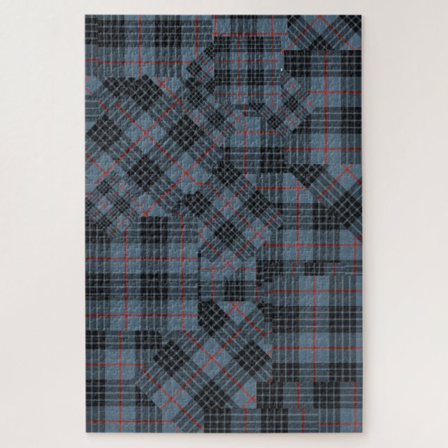 MacKay Blue Tartan Kariertes Patchwork (Vertikal)