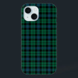 MacKay Clan Green, Blue and Black Tartan iPhone 15 Hülle<br><div class="desc">Telefongehäuse mit Vintagem,  hellgrün,  blau und schwarz schottischem karierten Muster aus dem Jahr 1816. Traditioneller Familienwagen für Clan MacKay,  Baines und Nielson.</div>