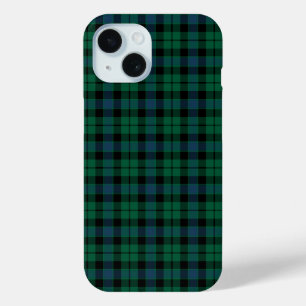 MacKay-Clan Grün, Blau und Schwarz Tartan iPhone 15 Hülle