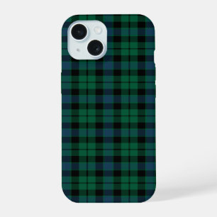 MacKay-Clan Grün, Blau und Schwarz Tartan iPhone 15 Hülle