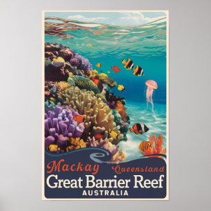 Mackay Great Barrier Reef Reisen Vintag Poster