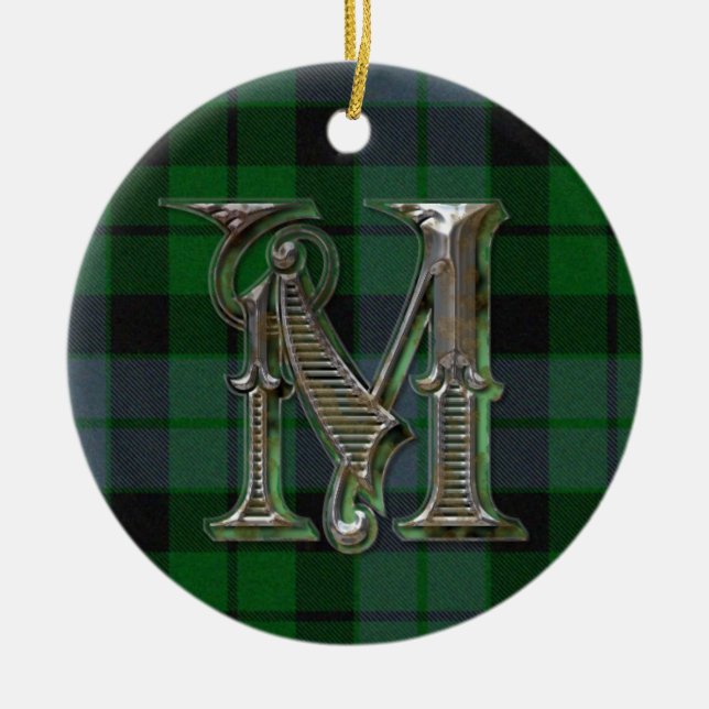 MacKay karierte Monogrammverzierung Keramikornament (Vorne)