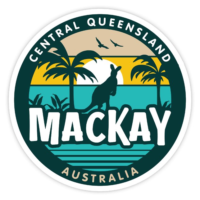 Mackay, Queensland Australia Aufkleber (Mackay, Central Queensland Australia Retro Round Sticker)