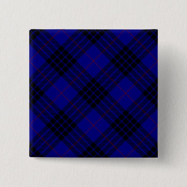 MacKay Tartan Blau kariert Button (Vorderseite)