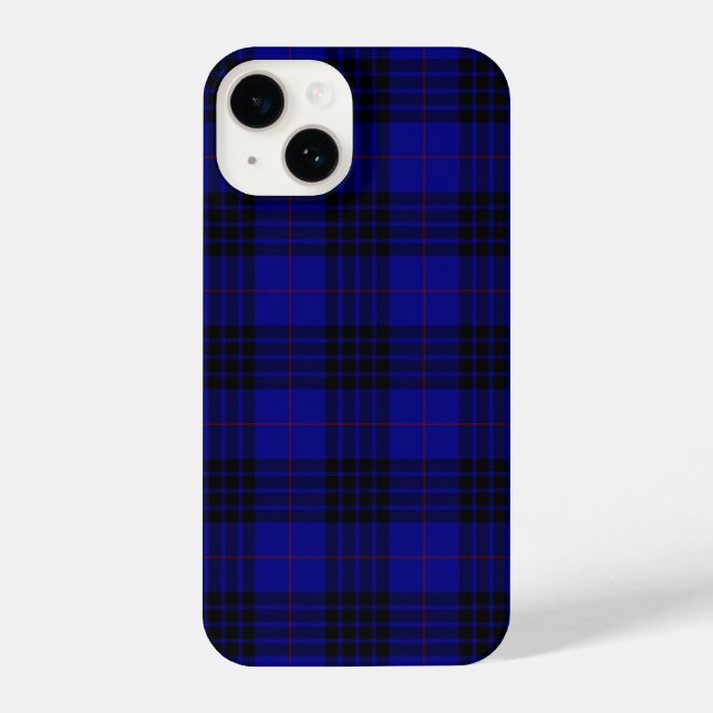 MacKay Tartan Blau kariert iPhone 14 Hülle (Rückseite)
