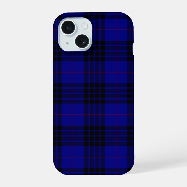 MacKay Tartan Blau kariert iPhone 15 Hülle (Rückseite)