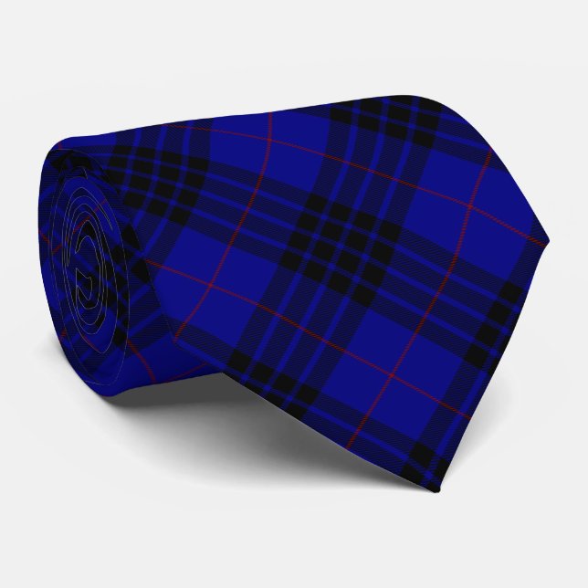 MacKay Tartan Blau kariert Krawatte (Gerollt)