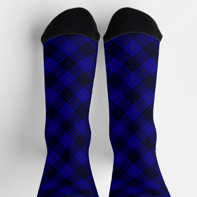 MacKay Tartan Blau kariert Socken (Oben)