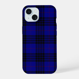 MacKay-Tartan blau-schwarzes Karo iPhone 15 Hülle