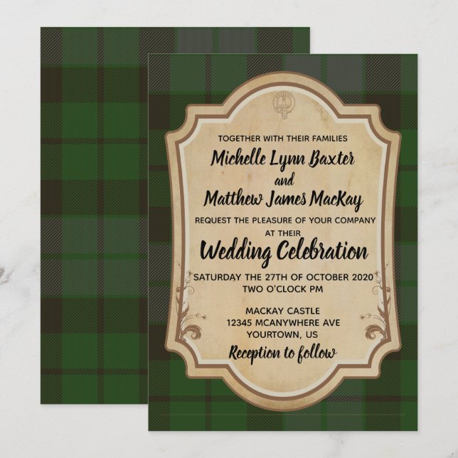 MacKay Tartan Hochzeitseinladung Einladung (Vorne/Hinten)