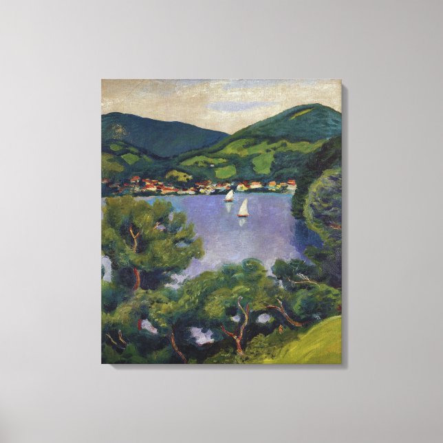 Macke-Ansicht des Vintagen Augusts vom Tegernsee Leinwanddruck (Vorderseite)