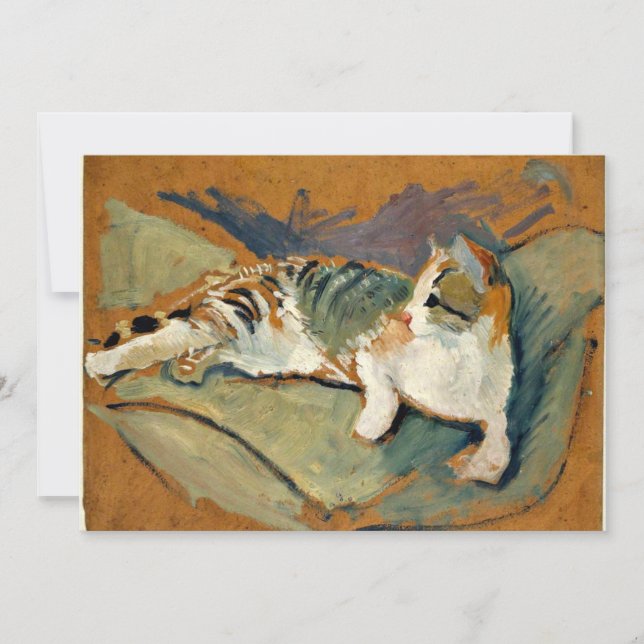 Macke - Katze auf dem grünen Kissen, Karte (Vorderseite)