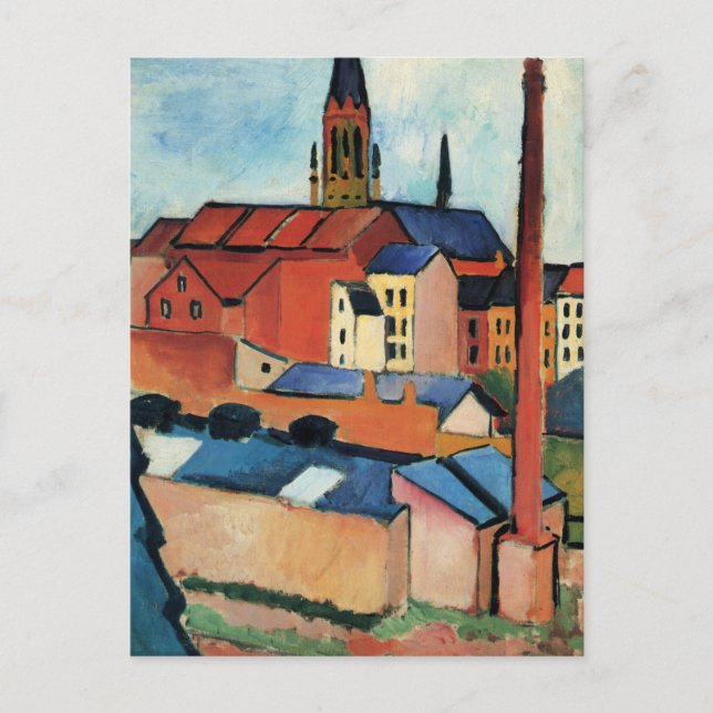 Macke - St. Mary's with House and Chimney Postkarte (Vorderseite)