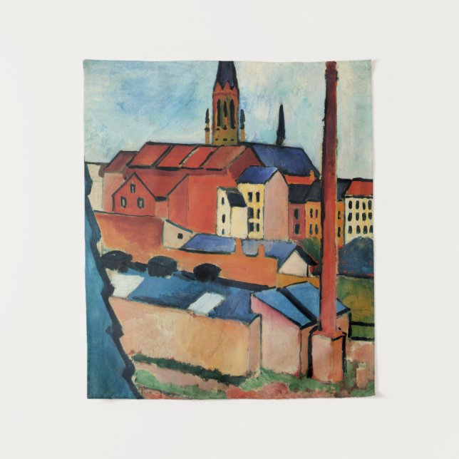Macke - St. Mary's with Houses and Chimney (Bonn) Wandteppich (Vorderseite)
