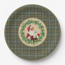 MacKellar Clan Tartan und Santa Wreath Pappteller