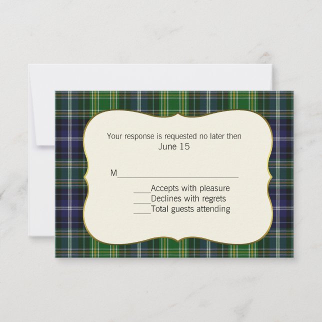 MacKellar Tartan Karierte Wedding RSVP Card Karte (Vorderseite)