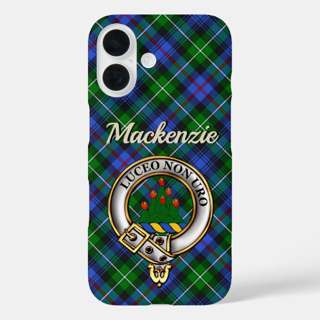 Mackenzie Clan Abzeichen & Tartan iPhone / iPad Ge iPhone 16 Hülle (Rückseite)