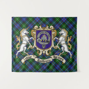 MacKenzie Clan Abzeichen & Unicorns w/Tartan Wandteppich