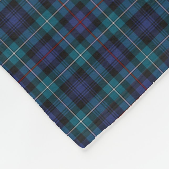 Mackenzie Clan Blue und Türkis Moderner Tartan Fleecedecke (Ecke)