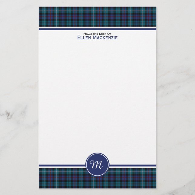 Mackenzie Clan Modern Tartan Monogram Stationery Briefpapier (Vorderseite)