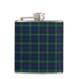 Mackenzie Clan Tartan Navy Blau und Grün Kariert Flachmann