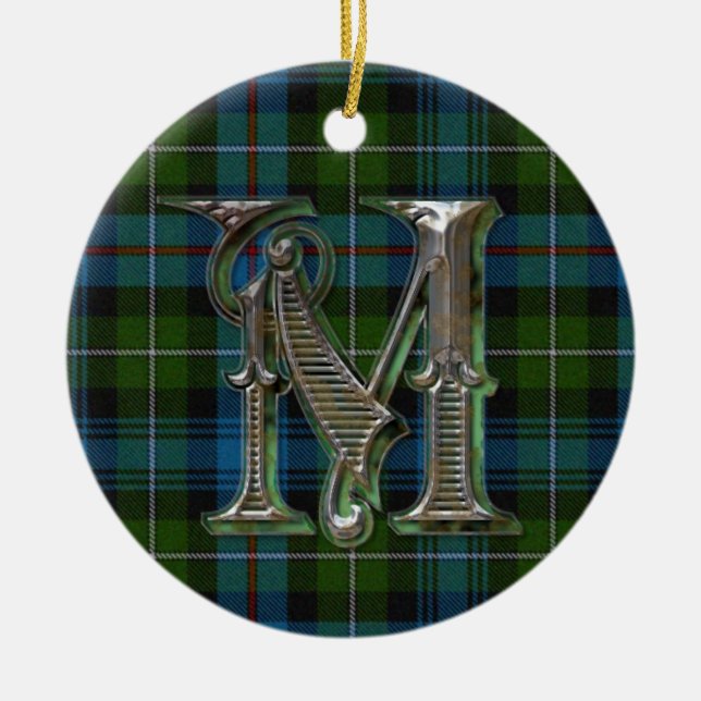 MacKenzie Kariert Monogram-Verzierung Keramikornament (Vorne)