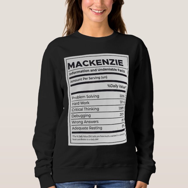 Mackenzie Nutrition Information Problem lösen Sweatshirt (Vorderseite)