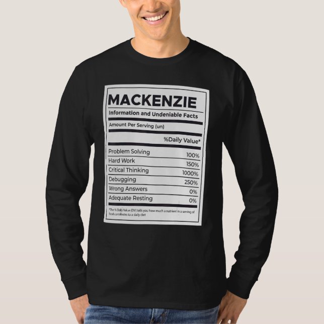 Mackenzie Nutrition Information Problem lösen T-Shirt (Vorderseite)