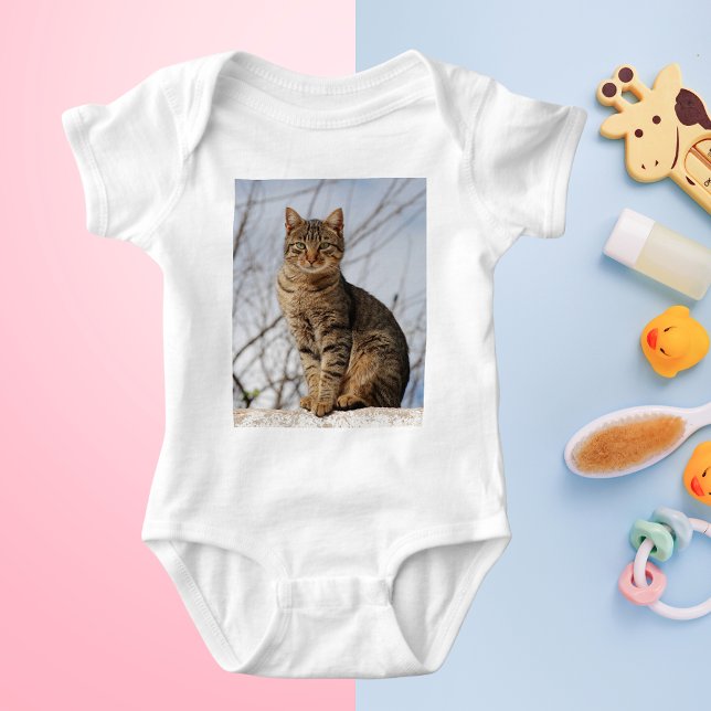 Mackerel Tabby Cat Baby Strampler (Mackerel Tabby Cat Baby Bodysuit)