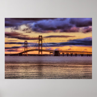Mackinac Bridge #1155 Gold Poster