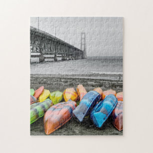 Mackinac Bridge and Canoes Select Color