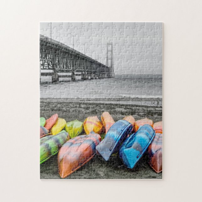 Mackinac Bridge and Canoes Select Color (Vertikal)