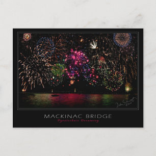 Mackinac Bridge Fireworks Postcard Postkarte