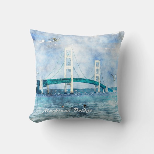 Mackinac Bridge Leinwand Kissen (Vorderseite)