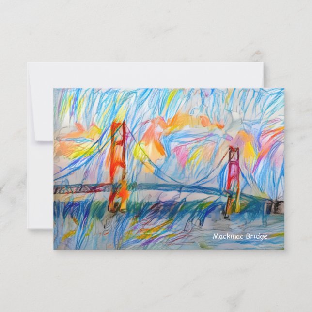Mackinac Bridge Mackinac Island Note Card RSVP Karte (Vorderseite)