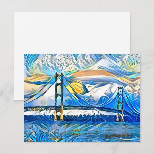 Mackinac Bridge Post Card Einladungspostkarte (Vorne/Hinten)