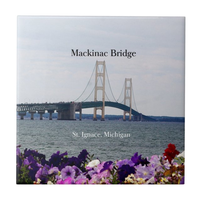 Mackinac Bridge St. Ignace Federfliese Fliese (Vorderseite)