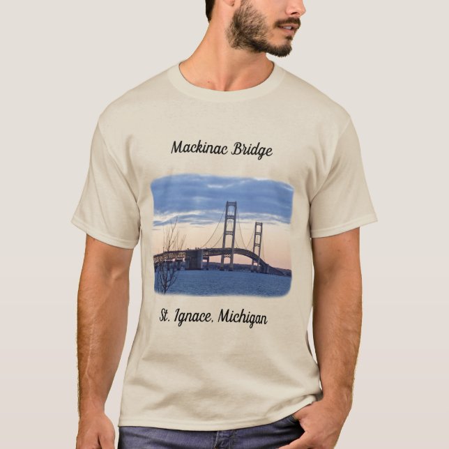 Mackinac Bridge St. Ignace Shirt schwarze Schrift (Vorderseite)