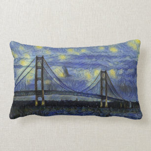 Mackinac Bridge Starry Night Lumbar Pillow Lendenkissen