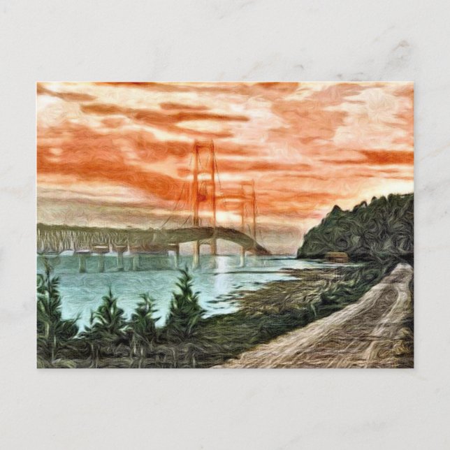 Mackinac Bridge Vintage Postkarte (Vorderseite)