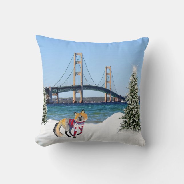 Mackinac Bridge Weihnachtskissen Kissen (Vorderseite)