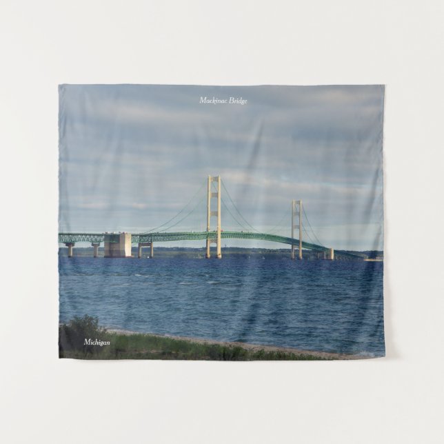 Mackinac-Brücke aus Mackinaw Wandteppich (Vorderseite (Horizontal))