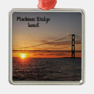 Mackinac-Brücke bei Sonnenuntergang Ornament Aus Metall