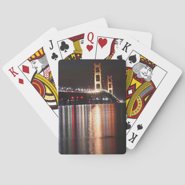 Mackinac-Brücke in der Nacht Spielkarten (Rückseite)