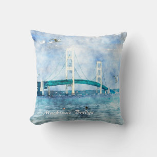 Mackinac Brückewatercolor-Grafik-Leinwand Kissen